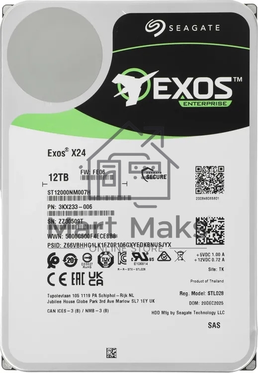 Жесткий диск HDD Seagate Exos X24 12Tb 7200rpm SAS 512Mb 3.5