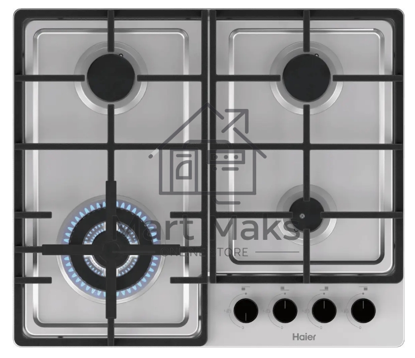 Газовая варочная поверхность Haier HHQ-M64CTX, 4 конфорки, нержавеющая сталь, 8300 Вт