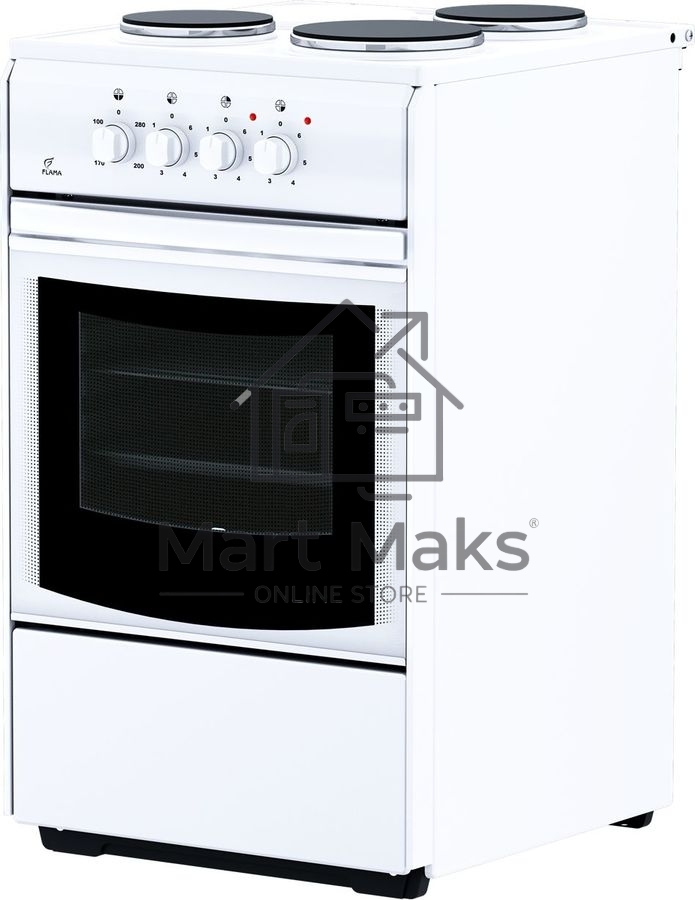 Плита электрическая Flama AE 1304 W белый, конфорок 3 шт, духовка 50 л, 50 см x 85 см x 60 см