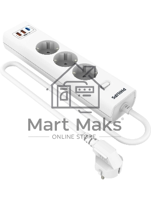 Сетевой фильтр Philips CHP8236WB/51, 3м, 3 розетки, белый