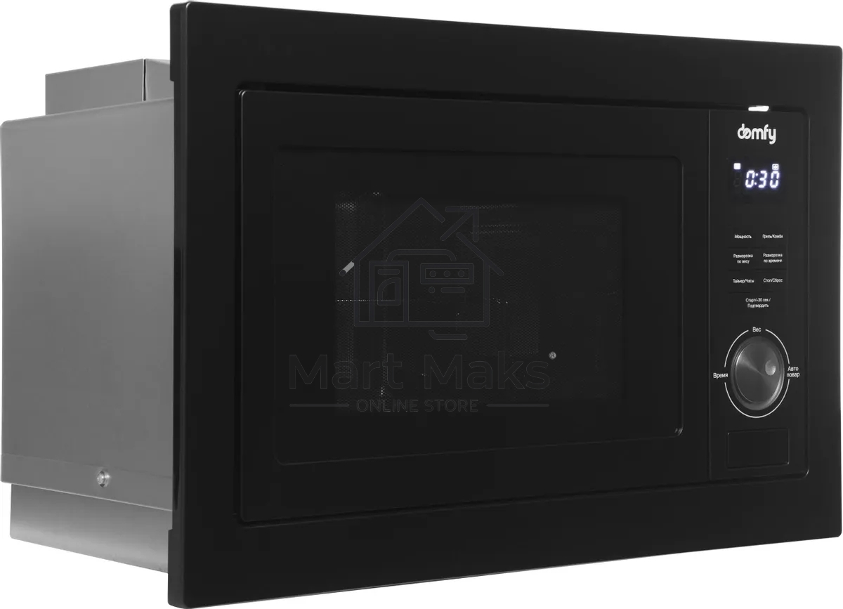 Микроволновая печь встраиваемая Domfy DM2540BW BG черный, 25 л, 900 Вт, переключатели - поворотный механизм/кнопки