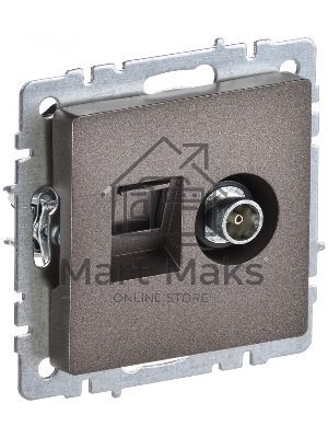 Розетка телевизионная двойная TV+RJ45 IEK BRITE РТВ/РК12-БрТБ кат.5E темная бронза