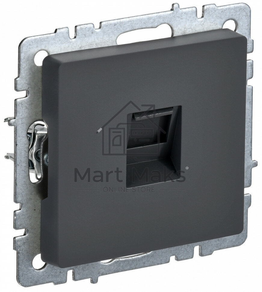 Розетка компьютерная IEK BRITE РК10-БрГ RJ45 кат.5E графит