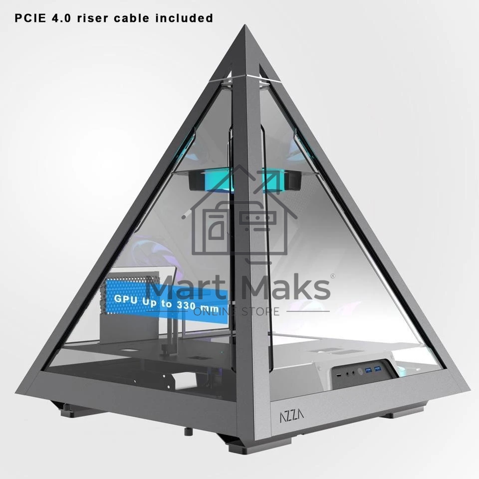 Компьютерный корпус Azza Pyramid L черный/серебристый без БП ATX 6x120mm 2xUSB3.0 audio bott PSU