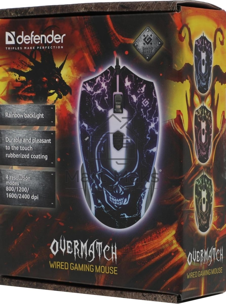 Мышь проводная Defender Overmatch GM-069 черный, 2400 dpi, USB, кнопки - 4