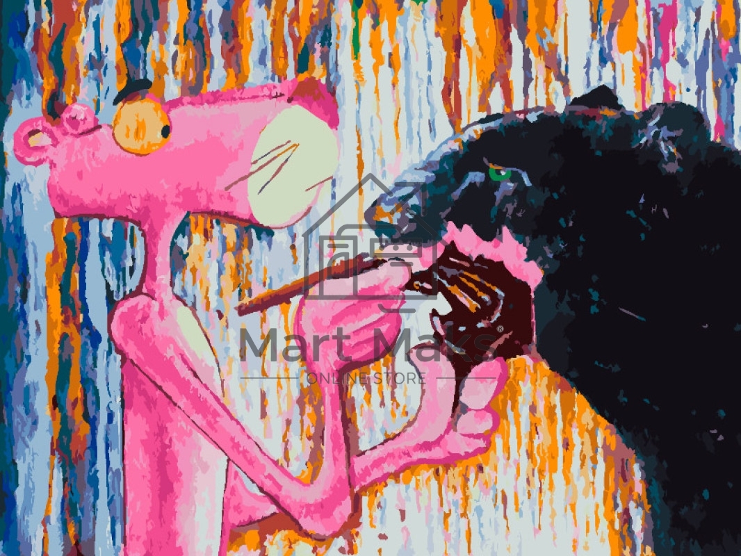 Картина по номерам БЕЛОСНЕЖКА 1100-AS Розовая пантера красит черную