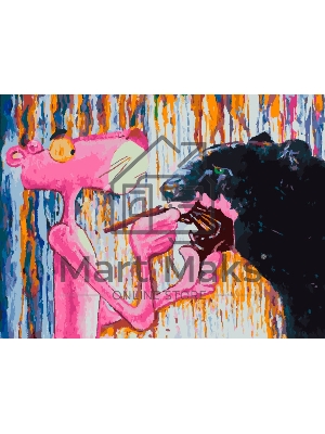 Картина по номерам БЕЛОСНЕЖКА 1100-AS Розовая пантера красит черную