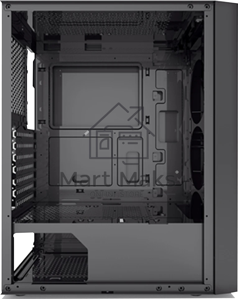 Корпус без блока питания PCCOOLER MA100 MESH BK, Mesh Mid Tower, черный, TG, 0.4 SPCC, 3x120мм ARGb ATX, mATX, mITX 160/310/180мм 2x2.5