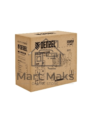 Компрессор безмасл. малошумный Denzel DLP -3000/50, 3 кВт, 2х1,5 кВт,50 л, 2850 об/мин,500 л/мин