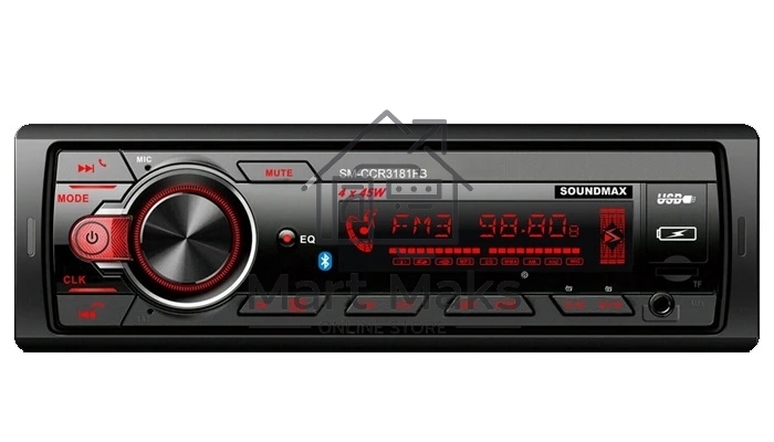 Автомагнитола Soundmax SM-CCR3181FB, 1 DIN, Bluetooth, USB Type-A, AUX