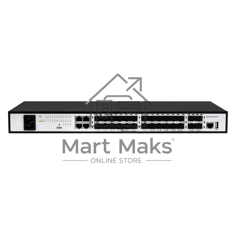 Коммутатор SNR SNR-S5210G-24FX, 20×1 Гбит/с SFP + 4×1 Гбит/с Комбо (RJ45/SFP) + 4×10 Гбит/с SFP+, управляемый