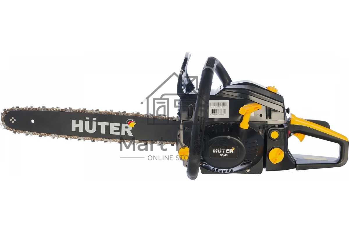 Бензопилы Huter BS-45 70/6/21,7 кВт, 45 см3, бак 0,55 л, антивиб. система, шина 45см/18