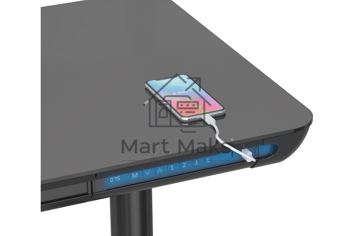 Стол для компьютера Cactus CS-EGD-BK-LED столешница закаленное стекло, черный, каркас черный