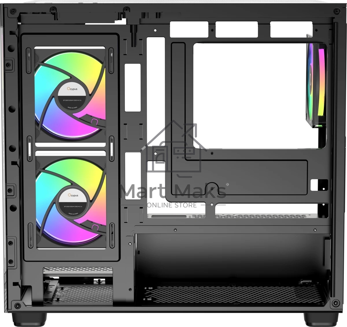 Корпус для ПК Case Ocypus Gamma C52 BK ARGB mATX / win / black / 3 ARGB fans / no PSU / Tempered Glass 