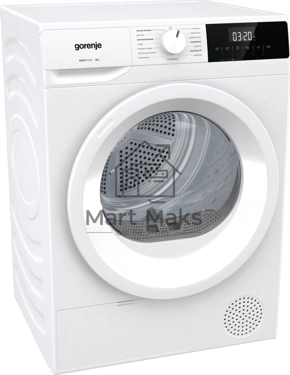 Сушильная машина Gorenje DHNE82/C белый, 8 кг, сушка - тепловой насос, программ - 15, 59.5 x 84.5 x 58 см