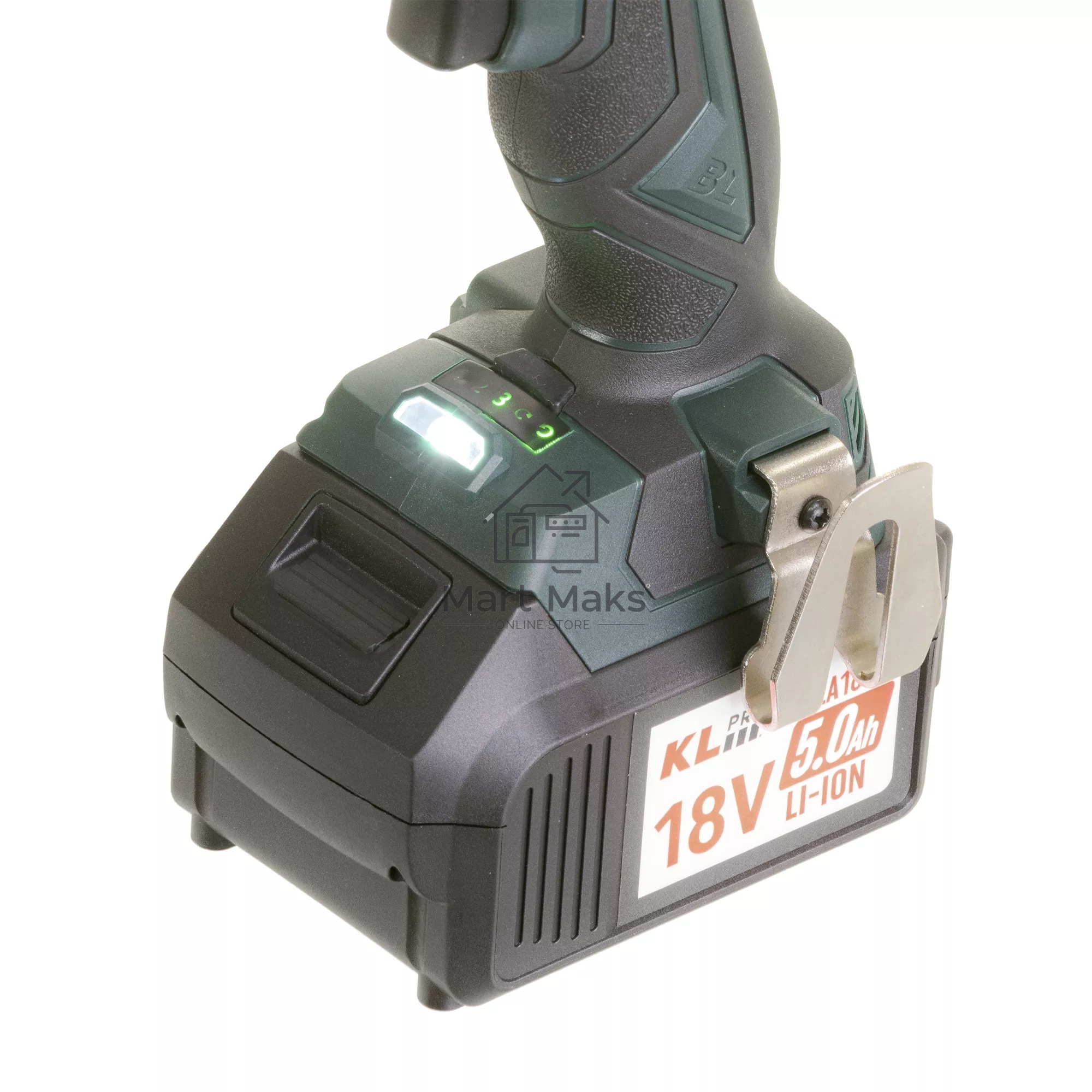 Профессиональный бесщеточный винтоверт аккумуляторный KLPRO KLDV18BH-50 (18В, Li-ion-2шт, 5.0А·ч, 220Нм, 2 скорости, подсветка,З/У,в кейсе)