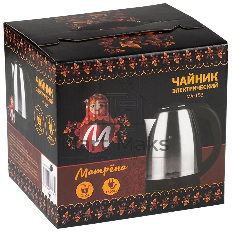 Чайник электрический МАТРЕНА MA-153 1,2л, сталь (105224)