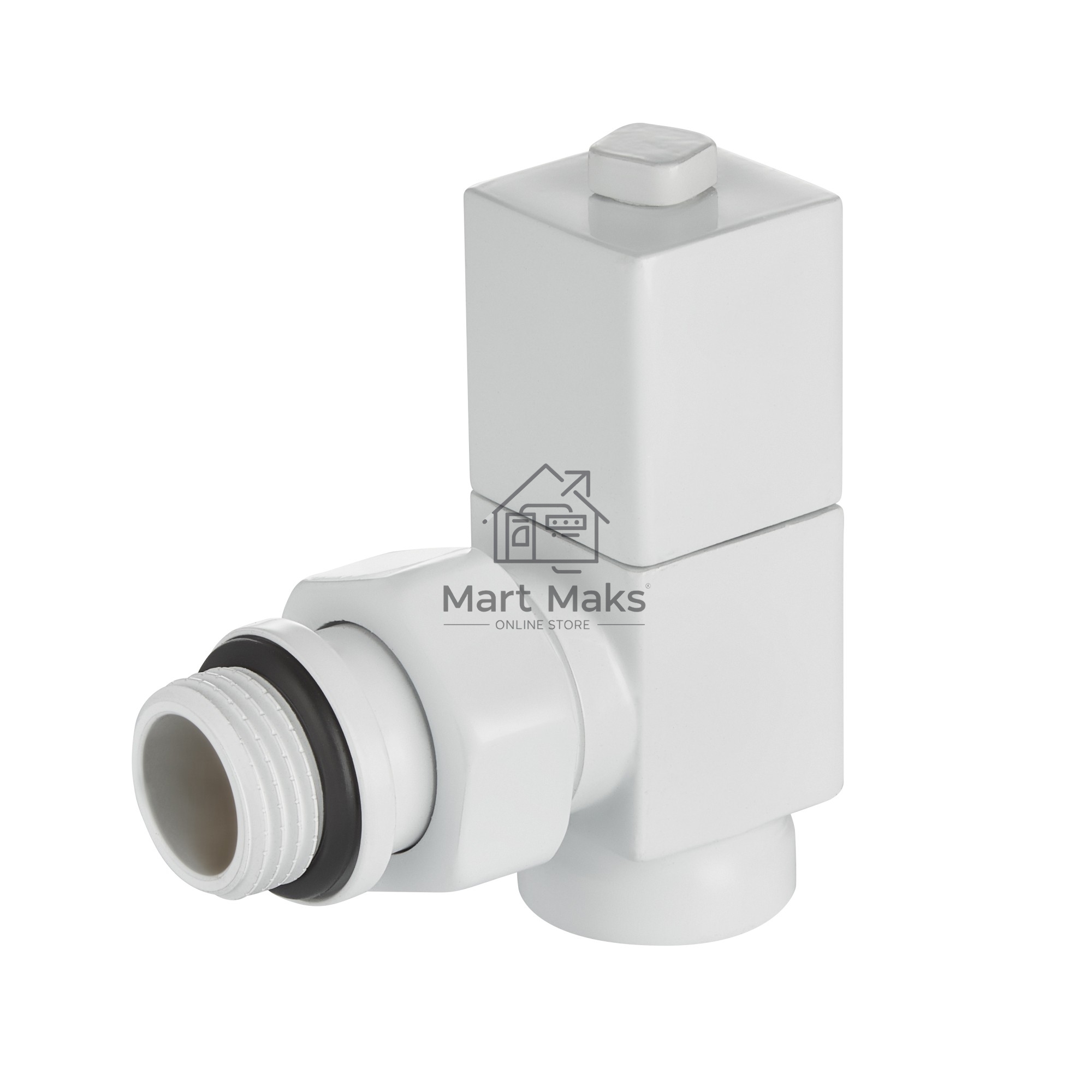 Набор дизайн-вентилей Royal Thermo CUBE, угловой (белый) 1/2