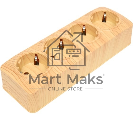 Розетка 4-м TOKOV ELECTRIC ОП Frea 16А IP20 250В с заземл. АБС-пластик сосна