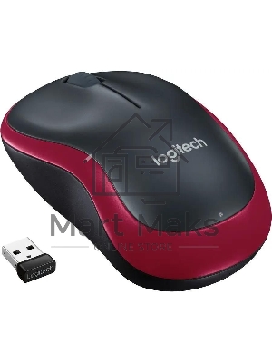Мышь беспроводная Logitech M185, красный, 1000 dpi, радиоканал, USB, кнопки - 3