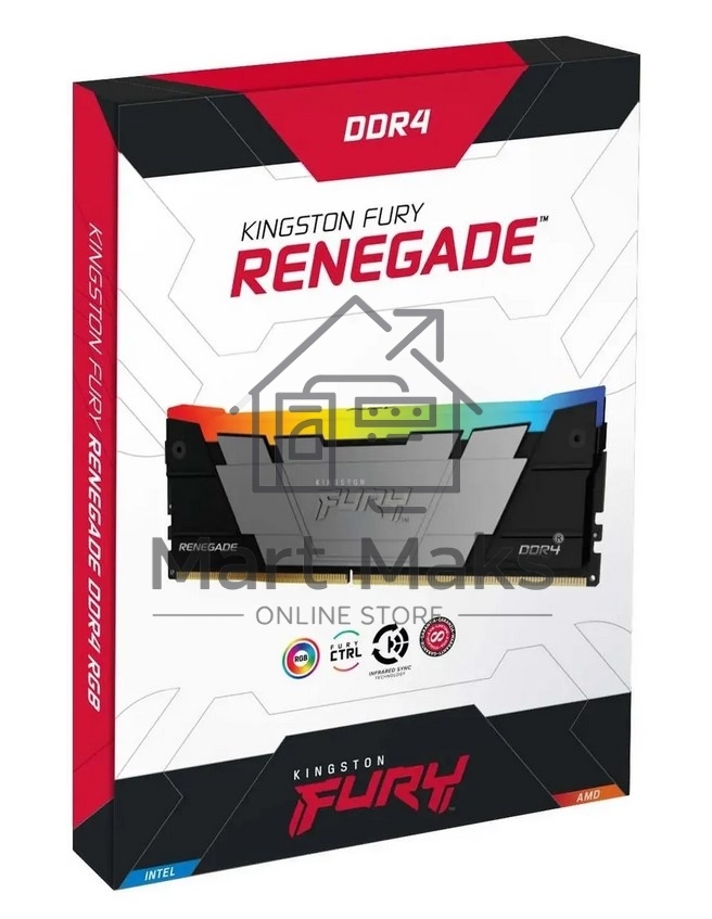Оперативная память Kingston Fury Beast, DDR4, 32GB (1x32GB), 3600MHz, CL18, DIMM, с радиатором, RGB, черный