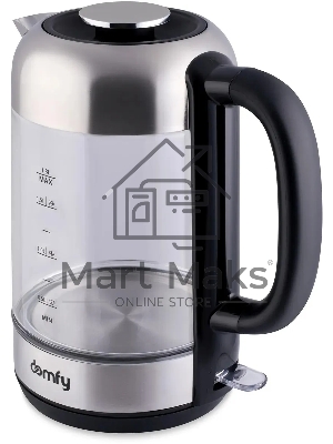 Чайник электрический Domfy DSM-EK401 1.8л. 2200Вт черный/прозрачный (корпус: стекло)