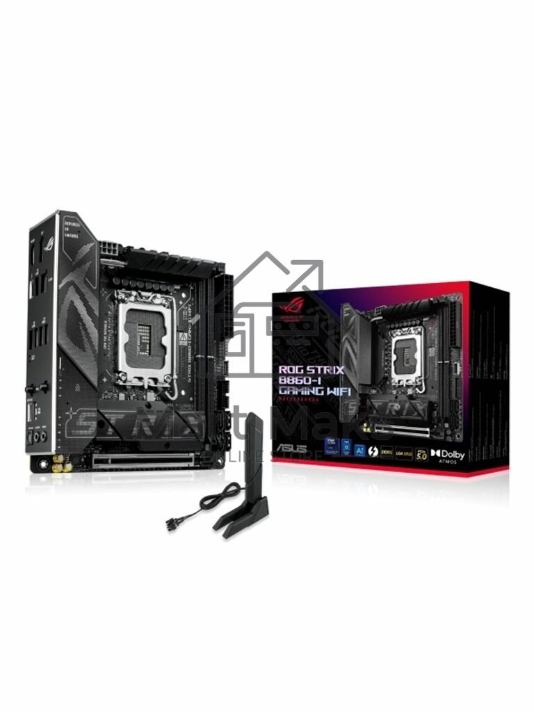 Материнская плата ASUS ROG STRIX B860-I GAMING WIFI, LGA1851, Intel B860, 2xDDR5, 4xSATA, 2xM.2, 1xPCIe 5.0 x16, 1xDP, 1xHDMI, 1xThunderbolt 4, 1x2.5Gb LAN, Wi-Fi 7, 2xUSB 2.0, 3xUSB 3.2 Gen 1, 1xUSB 3.2 Gen 2, 1xUSB 3.2 Gen 2x2, 1xUSB-C, 1xS/PDIF, 2x3.5 
