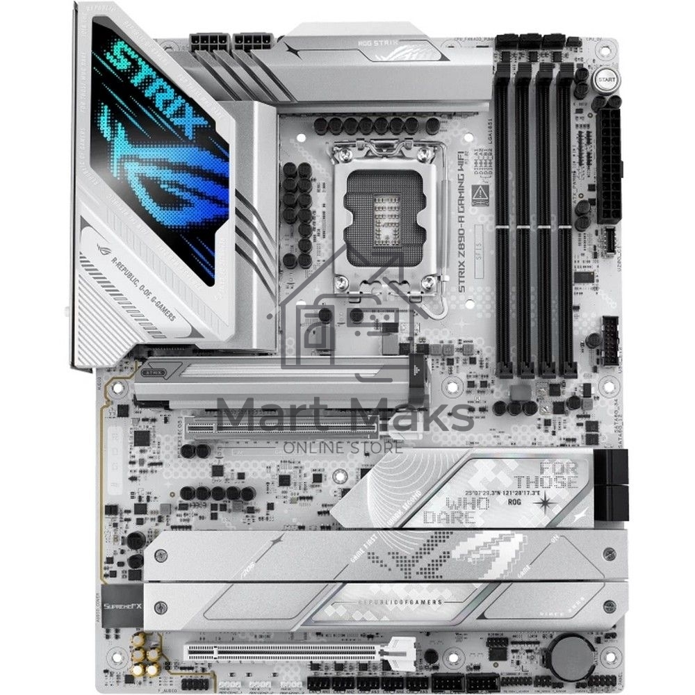 Материнская плата ASUS ROG STRIX Z890-A GAMING WIFI, LGA 1851, Intel Z890, 4xDDR5, 4xSATA, 5xM.2, 1xPCIe 4.0 x16, 1xPCIe 5.0 x16, 1xHDMI, 1xDP, 1x 2.5Gb LAN, 2xUSB-A 3.2 Gen 1, 5xUSB-A 3.2 Gen 2, 1xUSB-C 3.2 Gen 2, 2xThunderbolt 4, 2x3.5 мм, 7.1, ATX Материнская плата ASUS ROG STRIX Z890-A GAMING WIFI, LGA 1851, Intel Z890, 4xDDR5, 4xSATA, 5xM.2, 1xPCIe 4.0 x16, 1xPCIe 5.0 x16, 1xHDMI, 1xDP, 1x 2.5Gb LAN, 2xUSB-A 3.2 Gen 1, 5xUSB-A 3.2 Gen 2, 1xUSB-C 3.2 Gen 2, 2xThunderbolt 4, 2x3.5 мм, 7.1, ATX