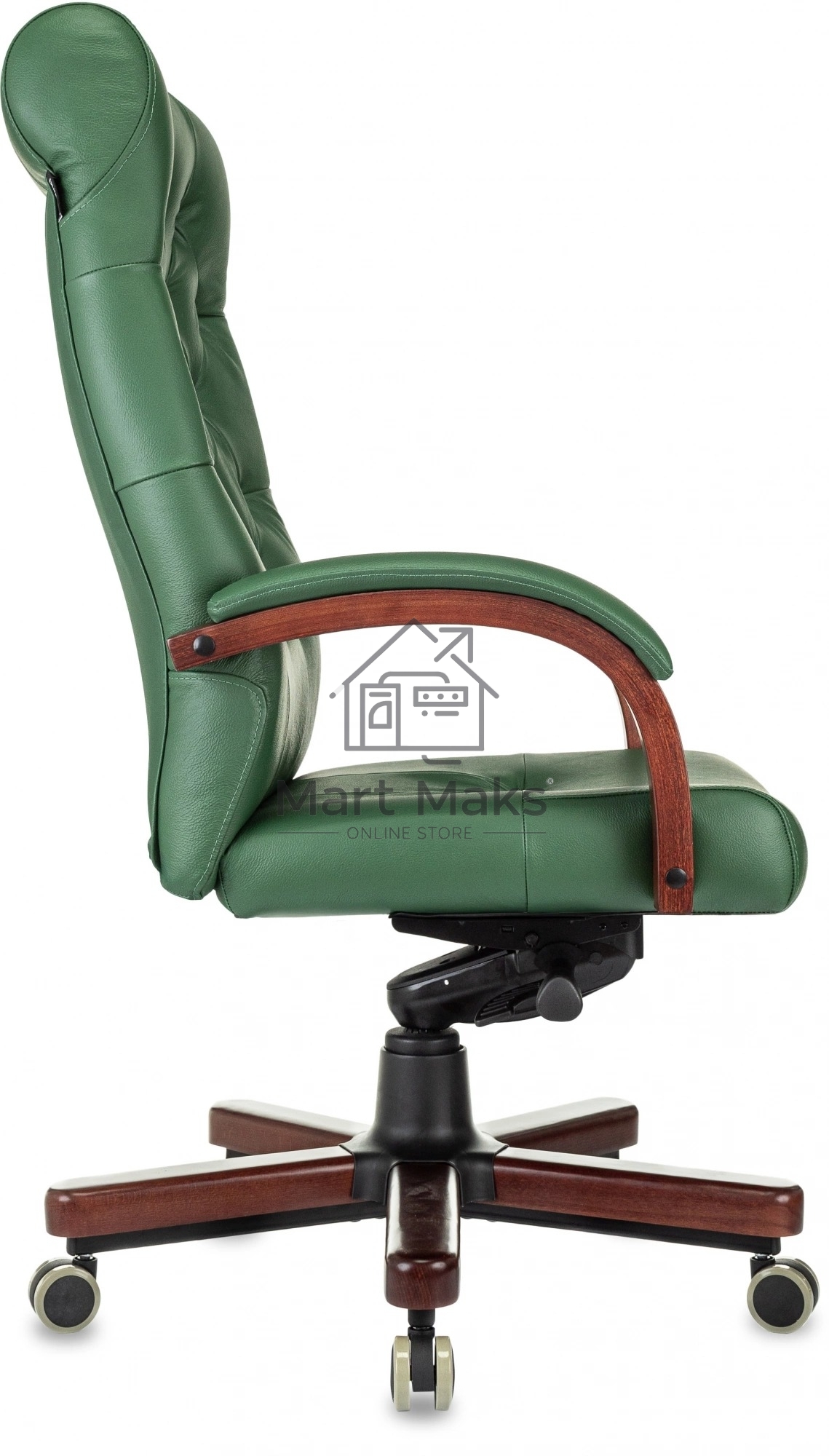 Кресло руководителя Бюрократ T-9928Walnut зеленый, кожа, крестов. металл/дерево