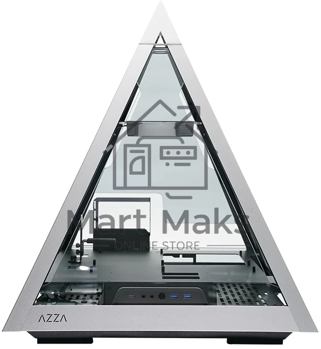 Компьютерный корпус Azza Pyramid L черный/серебристый без БП ATX 6x120mm 2xUSB3.0 audio bott PSU