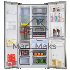 Холодильник Бирюса TD 563 I нержавеющая сталь трехкамерный 207/223 л морозилка слева, NoFrost, Side-by-side