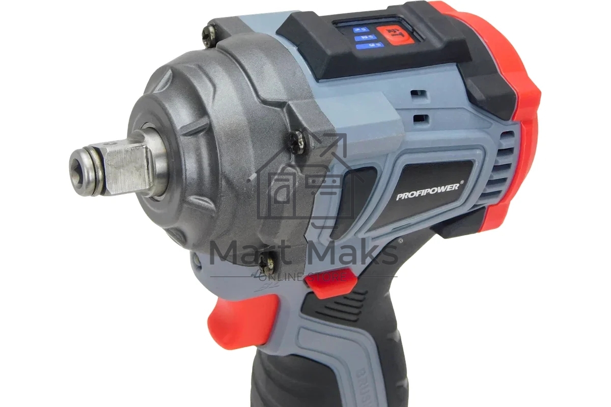 Аккумуляторный бесщеточный ударный гайковерт ProfiPower BL-163 (16В, 260Нм, Li-ion 2шт, 2.0А·ч, ударные головки 17,19,21, З/У,в кейсе)