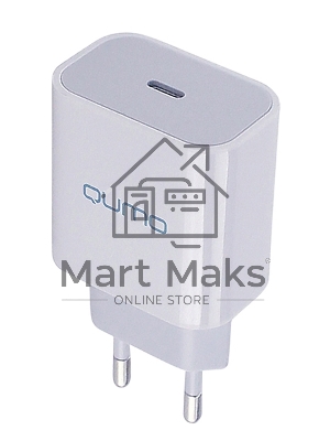 СЗУ Qumo Energy light PD 20Вт, (модель 0105), USB Type-C PD, + кабель 1м. Type-C на Type-C, белый
