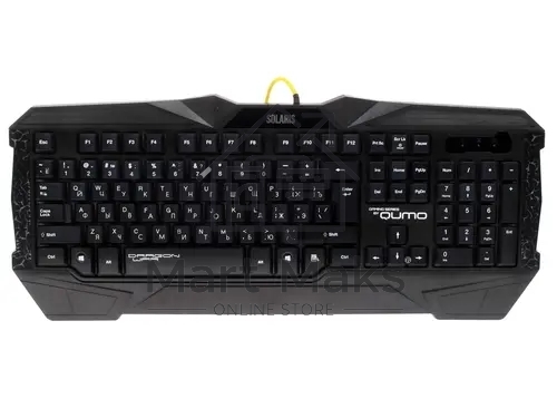 Игровой набор Qumo Solaris, клавиатурапроводная K03, 104 клавиши, встроенная радужная подсветка, мышь проводная M10, оптическая, 800/1200/1600/2200 dpi, коврик