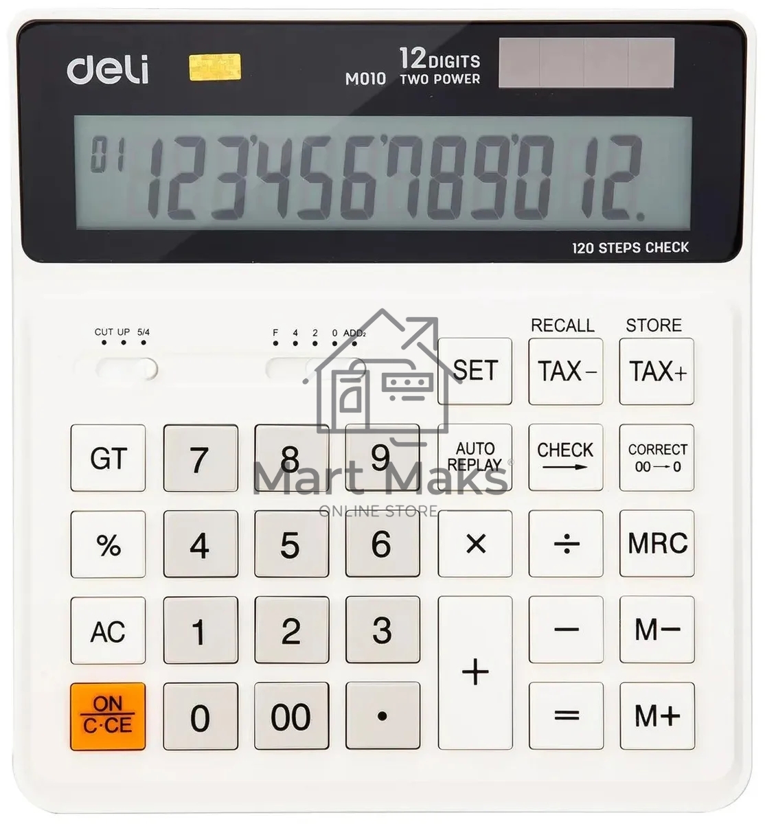 Калькулятор бухгалтерский Deli EM01010 белый 12-разр.