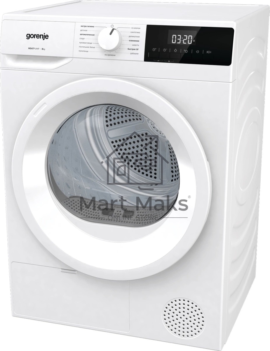 Сушильная машина Gorenje DHNE82/C белый, 8 кг, сушка - тепловой насос, программ - 15, 59.5 x 84.5 x 58 см