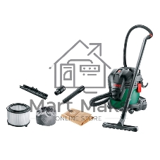 Строительный пылесос Bosch UniversalVac15 зеленый, 1000 Вт, уборка сухая/влажная, пылесборник контейнер, 15 л