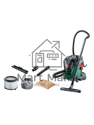 Строительный пылесос Bosch UniversalVac15 зеленый, 1000 Вт, уборка сухая/влажная, пылесборник контейнер, 15 л