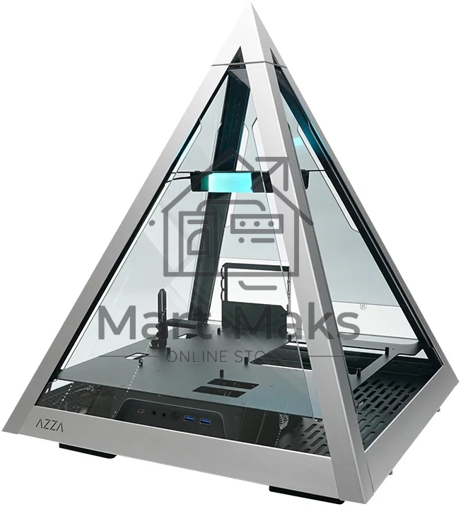 Компьютерный корпус Azza Pyramid L черный/серебристый без БП ATX 6x120mm 2xUSB3.0 audio bott PSU