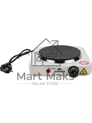 Плита настольная электрическая Добрыня DO-2206W белая, 1конф.1,0кВт,чугун