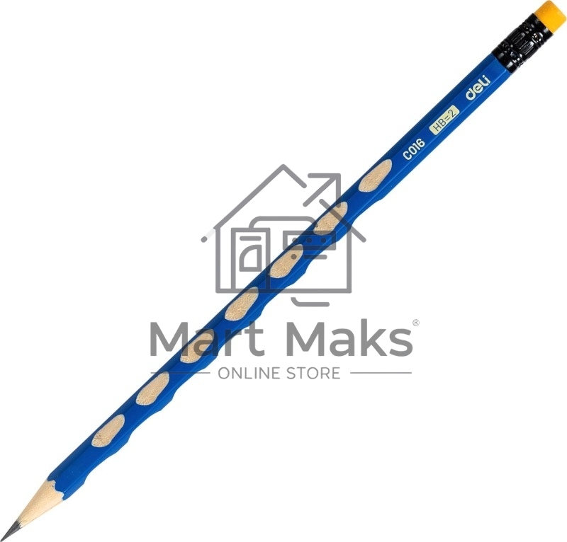 Карандаш чернографитный Deli EC016-HB U-Touch HB  шестигранный синий (12шт) ластик