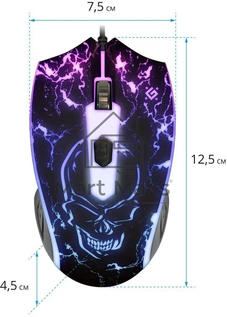 Мышь проводная Defender Overmatch GM-069 черный, 2400 dpi, USB, кнопки - 4