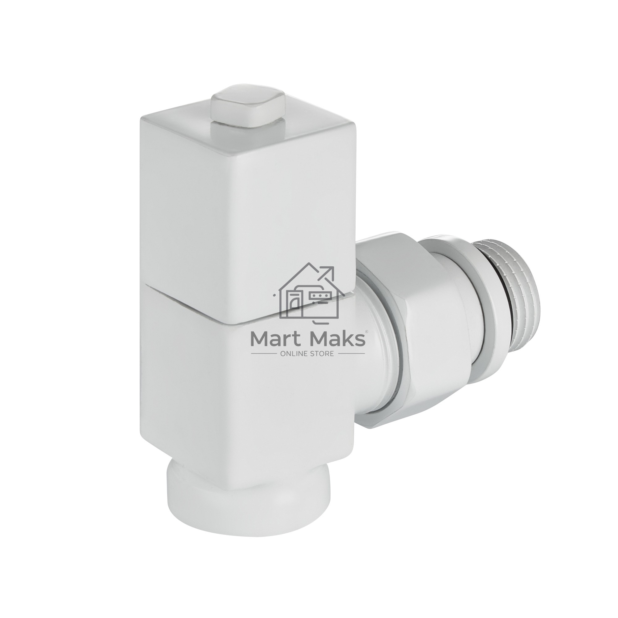 Набор дизайн-вентилей Royal Thermo CUBE, угловой (белый) 1/2