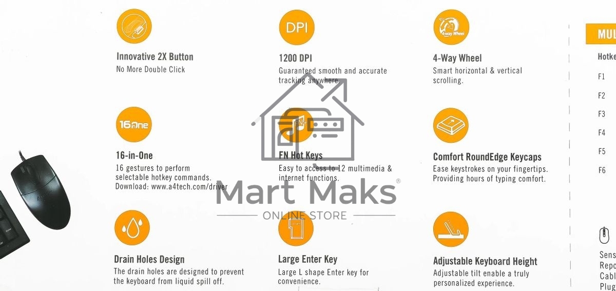 Комплект клавиатура+мышь A4Tech KR-8520D проводной, USB, 1200 DPI, чёрный