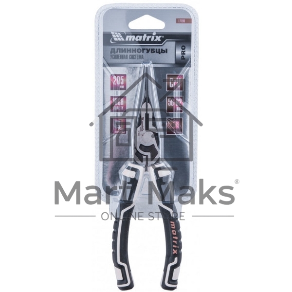 Длинногубцы прямые Matrix 17198, 205 мм, усиленная система, PRO