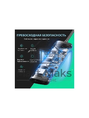 Концентратор USB-хаб UGREEN CM195-70411 Space Gray (70411)
