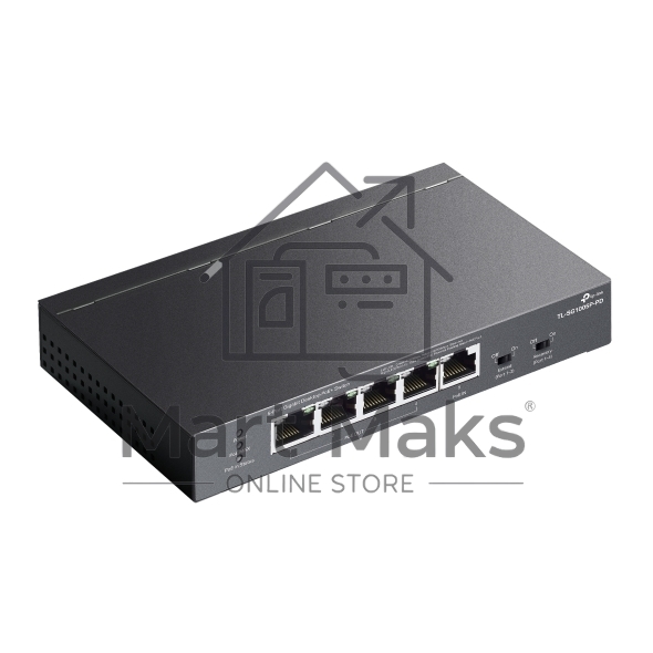 Коммутатор настольный TP-Link TL-SG1005P-PD с 5 гиг. портами (1 порт с входящим PoE++, 4 порта с исходящим PoE+), бюджет PoE: 9, 21, 47 или 66 Вт (зависит от используемого стандарта входящего PoE)