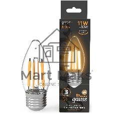 Лампа филам. Gauss Filament 11Вт цок.:E27 свеча св.свеч.белый теп. (упак.:10шт) (103802111)