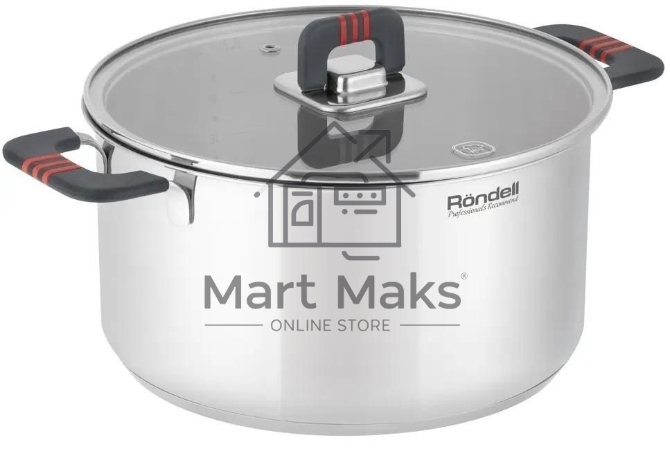 Кастрюля Rondell Stripes RDS-1638, 5.2л, 24см, с крышкой, стальной