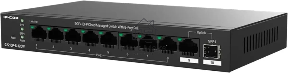 Коммутатор IP-COM G2210P-8-120W, 8×1 Гбит/с PoE + 1×1 Гбит/с + 1×SFP, управляемый
